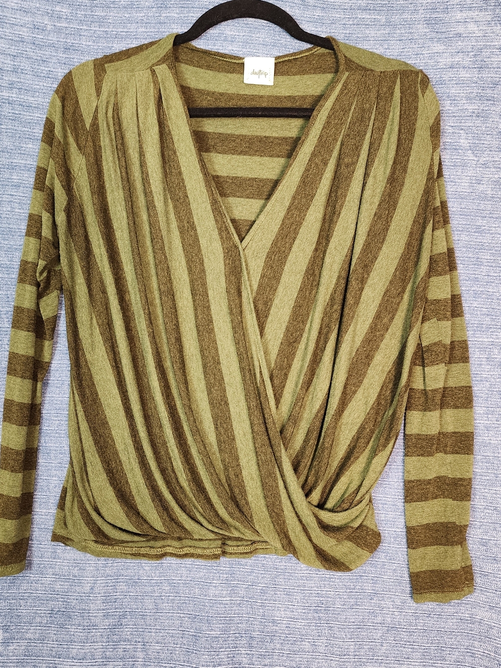 Daytrip Olive & Gray Striped Knit Tee